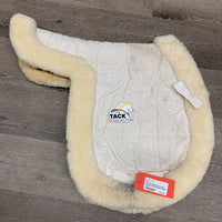 Fitted Sheepskin Hunter Saddle Pad, tabs, rolled edge *gc, stained, pills, mnr hair, rubs