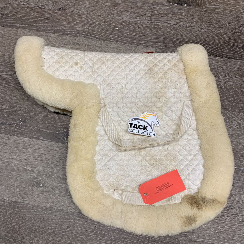 Fitted Sheepskin Full Rolled Edge Hunter Saddle Pad *gc, mnr dirt, stained, hair, pilly, rubbed girth edges, older