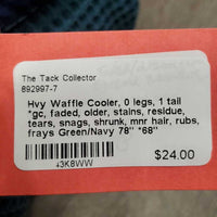 Hvy Waffle Cooler, 0 legs, 1 tail *gc, faded, older, stains, residue, tears, snags, shrunk, mnr hair, rubs, frays
