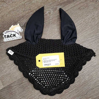 Crochet Ear Bonnet Fly Veil, 1x piping *vgc, clean, mnr hair