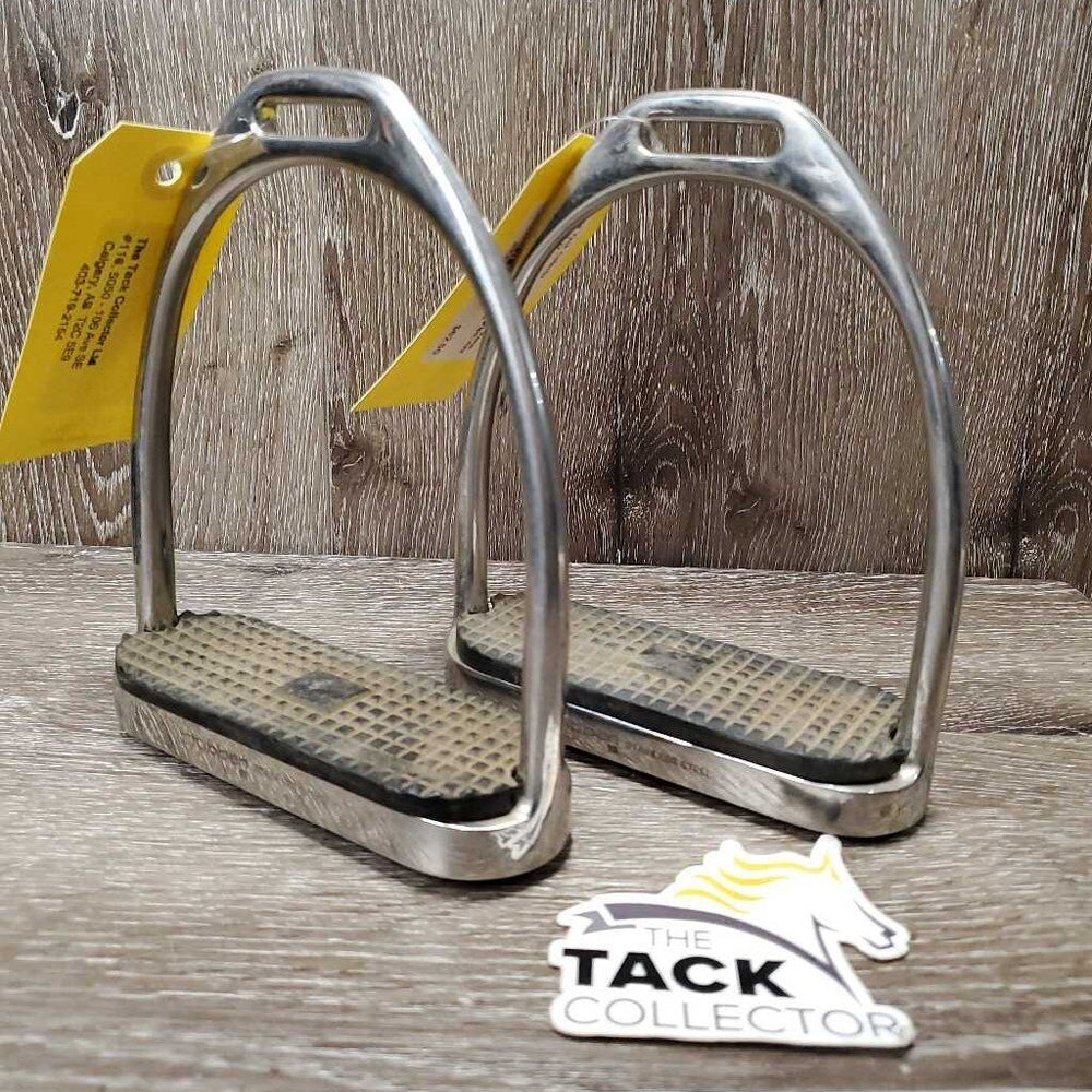 Pr Fine Hvy Stirrup Irons, grips *vgc, clean & dirty grips, mnr scuffs, scratches & rubs