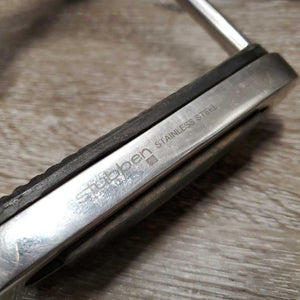 Pr Fine Hvy Stirrup Irons, grips *vgc, clean & dirty grips, mnr scuffs, scratches & rubs