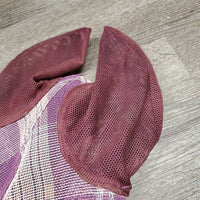 Hvy Mesh Fly Mask, Ears *gc, clean & dirty, discolored, pulled stitching, snags, stained & hairy fleece
