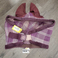 Hvy Mesh Fly Mask, Ears *gc, clean & dirty, discolored, pulled stitching, snags, stained & hairy fleece
