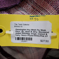 Hvy Mesh Fly Mask, Ears *gc, clean & dirty, discolored, pulled stitching, snags, stained & hairy fleece
