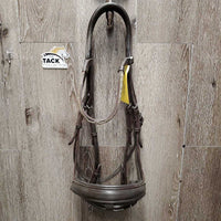 Monocrown Dressage Bridle, Bling Browband, crank *gc, NO Flash, missing bling, clean & dirty, loose keepers, creases