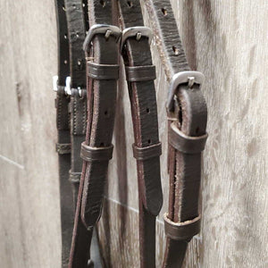 Monocrown Dressage Bridle, Bling Browband, crank *gc, NO Flash, missing bling, clean & dirty, loose keepers, creases