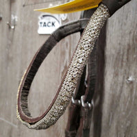 Monocrown Dressage Bridle, Bling Browband, crank *gc, NO Flash, missing bling, clean & dirty, loose keepers, creases
