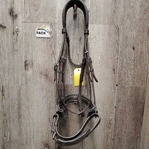 Monocrown Dressage Bridle, Bling Browband, crank *gc, NO Flash, missing bling, clean & dirty, loose keepers, creases
