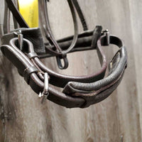 Monocrown Dressage Bridle, Bling Browband, crank *gc, NO Flash, missing bling, clean & dirty, loose keepers, creases
