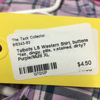 LS Western Shirt, buttons *fair, dingy, pills, v.stained, dirty?