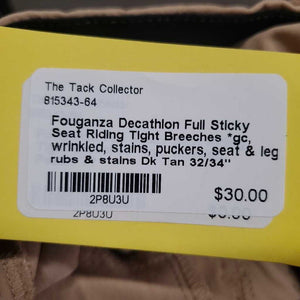Full Sticky Seat Riding Tight Breeches *gc, wrinkled, stains, puckers, seat & leg rubs & stains