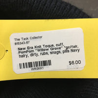 Knit Toque, cuff, PomPom "Willow Grove" *gc/fair, hairy, dirty, rubs, snags, pills