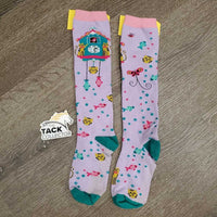 Pr Tall Socks "Cats & Fish" *gc/vgc, clean, rubs, pills
