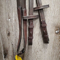 FS/Rsd Padded Bridle, Rsd/FS Rubber Reins, 'Benefab' Crown Attachment *gc, mismatched, clean, creases, Reins: rubs, cracks, loose hooks
