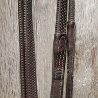 FS/Rsd Padded Bridle, Rsd/FS Rubber Reins, 'Benefab' Crown Attachment *gc, mismatched, clean, creases, Reins: rubs, cracks, loose hooks
