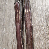 FS/Rsd Padded Bridle, Rsd/FS Rubber Reins, 'Benefab' Crown Attachment *gc, mismatched, clean, creases, Reins: rubs, cracks, loose hooks
