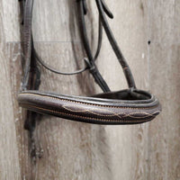 FS/Rsd Padded Bridle, Rsd/FS Rubber Reins, 'Benefab' Crown Attachment *gc, mismatched, clean, creases, Reins: rubs, cracks, loose hooks
