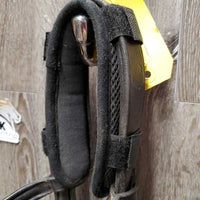FS/Rsd Padded Bridle, Rsd/FS Rubber Reins, 'Benefab' Crown Attachment *gc, mismatched, clean, creases, Reins: rubs, cracks, loose hooks
