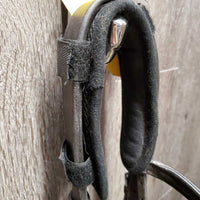 FS/Rsd Padded Bridle, Rsd/FS Rubber Reins, 'Benefab' Crown Attachment *gc, mismatched, clean, creases, Reins: rubs, cracks, loose hooks
