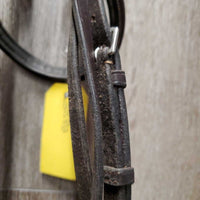 FS/Rsd Padded Bridle, Rsd/FS Rubber Reins, 'Benefab' Crown Attachment *gc, mismatched, clean, creases, Reins: rubs, cracks, loose hooks
