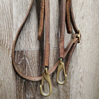 Futurity Knot Headstall, Quick Change Snaps, Leather Split Reins *gc, dirt, stained, scuffs, dents, oxidized pinched keeper
