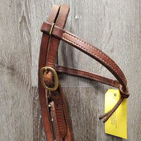 Futurity Knot Headstall, Quick Change Snaps, Leather Split Reins *gc, dirt, stained, scuffs, dents, oxidized pinched keeper
