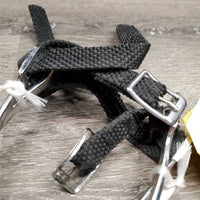 Pr Spurs, Braided Spur Straps *gc/fair, clean, v.rubbed, peeled, oxidized, stains Straps: xc, clean, mnr residue, snags & frayed edges

