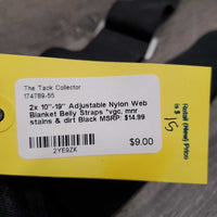 2x 10"-19" Adjustable Nylon Web Blanket Belly Straps *vgc, mnr stains & dirt
