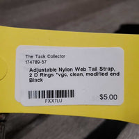 Adjustable Nylon Web Tail Strap, 2 D Rings *vgc, clean, modified end
