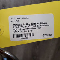 Pr Hvy Safety Stirrup Irons *NO ELASTICS & Keepers, vgc, dirty, scratches, film
