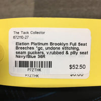 Full Seat Breeches *gc, undone stitching, seam puckers, v.rubbed & pilly seat