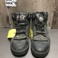 Short Leather Boots, laces, fringe *vgc, dusty, mnr faded & scrapes
