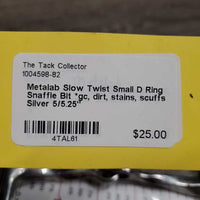 Slow Twist Small D Ring Snaffle Bit *gc, dirt, stains, scuffs
