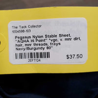 Nylon Stable Sheet, "AQHA Hi Point" *vgc, v. mnr dirt, hair, mnr threads, frays
