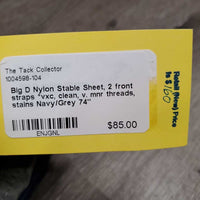 Nylon Stable Sheet, 2 front straps *vxc, clean, v. mnr threads, stains
