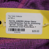 JUNIORS Winter Fleece Lined Breeches, Pull On, Drawstring *gc/fair, clumpy, pilly, rubs, unstitched knee
