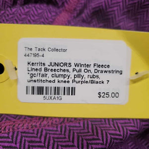 JUNIORS Winter Fleece Lined Breeches, Pull On, Drawstring *gc/fair, clumpy, pilly, rubs, unstitched knee