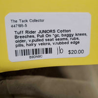 JUNIORS Cotton Breeches, Pull On *gc, baggy knees, older, v.pulled seat seams, rubs, pills, hairy velcro, v.rubbed edge
