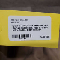 Hvy Cotton Breeches, Pull On *gc, knees: pills, rubs & stains, hairy, faded, older
