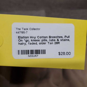 Hvy Cotton Breeches, Pull On *gc, knees: pills, rubs & stains, hairy, faded, older