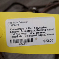 Flat Adjustable Leather Breastplate, Running Attach *fair/gc, v.stiff, dry, creases, faded, dirt, v.scraped edges, xholes

