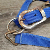 Stiff Nylon Halter, adj *gc/fair, clean, rusty, faded, v.rusty, rough/scratchy, edge frays
