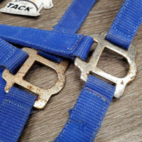 Stiff Nylon Halter, adj *gc/fair, clean, rusty, faded, v.rusty, rough/scratchy, edge frays
