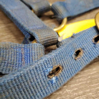 Thick Nylon Halter *fair/gc, faded, stiff, edges: frays & snags, older, dirty, stains, unwoven side