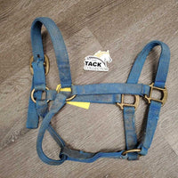 Thick Nylon Halter *fair/gc, faded, stiff, edges: frays & snags, older, dirty, stains, unwoven side