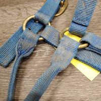 Thick Nylon Halter *fair/gc, faded, stiff, edges: frays & snags, older, dirty, stains, unwoven side
