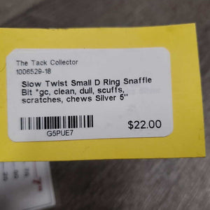 Slow Twist Small D Ring Snaffle Bit *gc, clean, dull, scuffs, scratches, chews