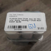 8 pieces Ikea Chalk, box, lid *like new, dusty, missing 1 Chalk
