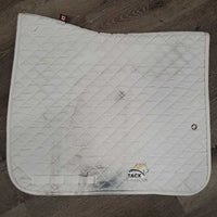 Quilt Dressage Saddle Pad *gc, mnr hair, cut tabs, stains, hair, rubbed binding
